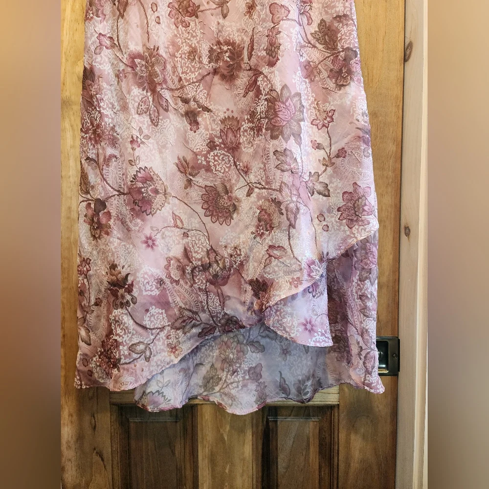 Vintage Miss Dorby Mauve Floral Matching Skirt And Blouse Set